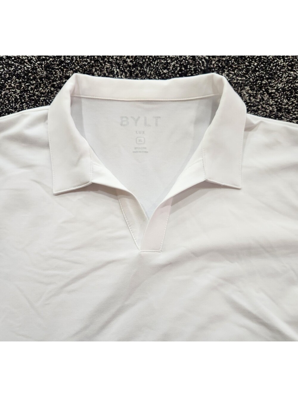New BYLT Short Sleeve Open V Polo Shirt Men's XL Johnny Collar Comfort White